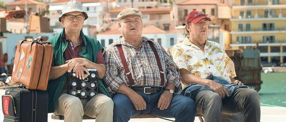 Auf familiärer Mission: Im zweiten Film der „Krüger“-Reihe suchen Horst Krause (Mitte) mit seinen Filmkumpels Ecki (Jörg Gudzuhn, rechts) und Bernd (Fritz Roth) Griechenland heim. 