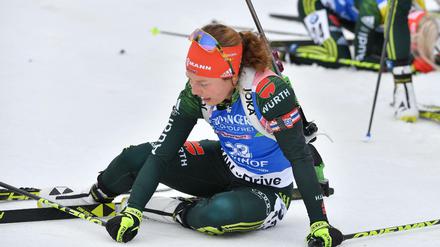 Erschöpft im Ziel: Laura Dahlmeier fehlten im Schlussspurt die Kräfte.