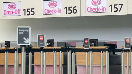 Heimatflughafen. In Wien gibt es selbstverständlich Abfertigungsschalter von Niki - aber auch Büros, weshalb das Landgericht Berlin für Wien als Insolvenzort entschieden hat. 