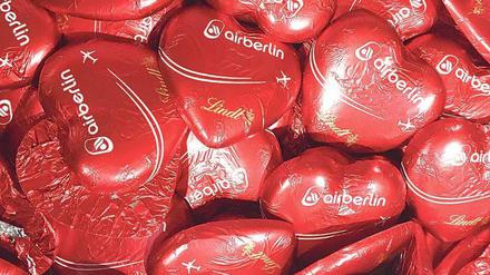 Damit lässt sich keine Insolvenz versüßen: Air-Berlin-Schokoladenherzen.