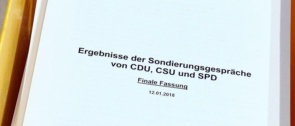 Die Finale Fassung der Ergebnisse der Sondierungsgespräche von CDU,CSU und SPD. 
