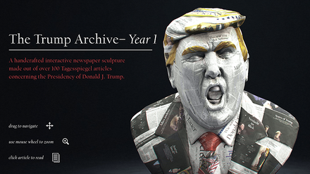 Trump aus Tagesspiegel-Papier: Am Ende des Artikels geht's zur 3D-Animation.