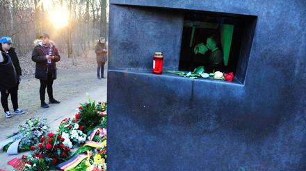 Holocaust-Gedenken am Mahnmal für die homosexuellen Opfer des Nationalsozialismus in Berlin-Mitte.