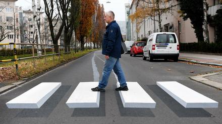 3D-Zebrastreifen in Linz.