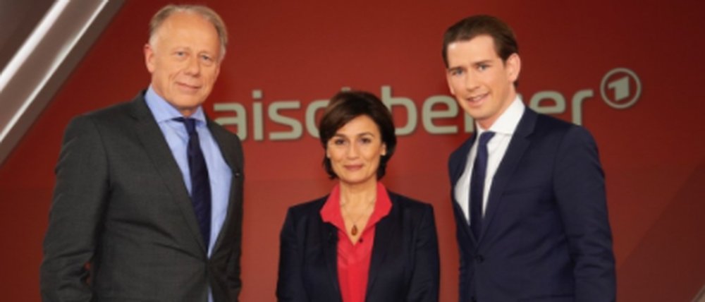 Gäste bei Maischberger: Sebastian Kurz (rechts) und Jürgen Trittin umrahmen die Talkmasterin.