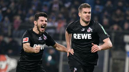 Hurra, hurra. Die Kölner sind wieder da! Auch wegen Milos Jojic (l.) und Torjäger Simon Terodde. 