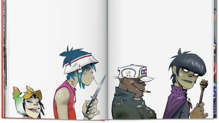 Coole Gang: Die Gorillaz auf einer Doppelseite aus dem besprochenen Buch.