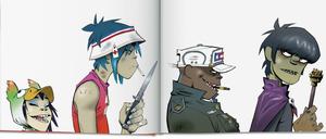 Coole Gang: Die Gorillaz auf einer Doppelseite aus dem besprochenen Buch.