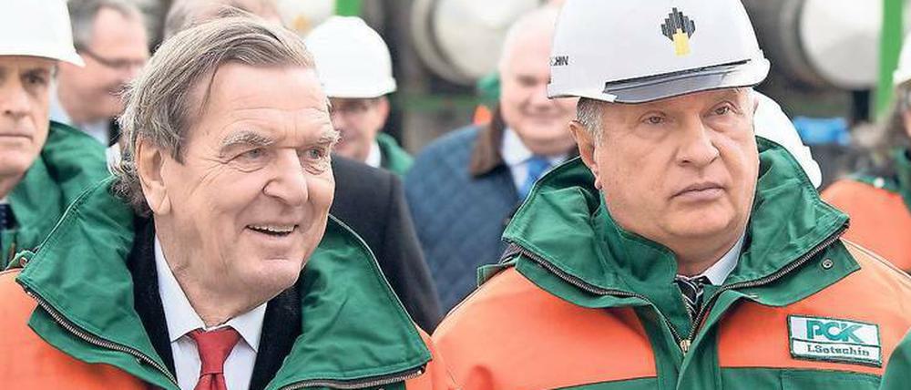 Einsatz für Russland. Gerhard Schröder (SPD) in Schwedt/Oder.