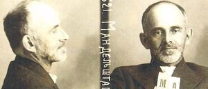 Für die Akten. Die beiden obligatorischen Fotografien von Ossip Mandelstam, hier nach der ersten Verhaftung am 17. Mai 1934.