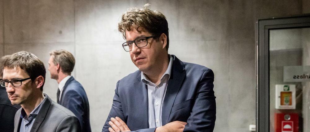 Michael Kellner (rechts), Bundesgeschäftsführer von Bündnis 90/ Die Grünen, im November 2017 bei den Jamaika-Sondierungsgesprächen