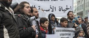 Für die Familie: Protest Geflüchteter vor dem Bundestag während einer Expertenanhörung zum Thema. 