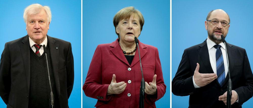 Mit ernster Miene gehen die Parteichefs in die Groko-Verhandlungen. 