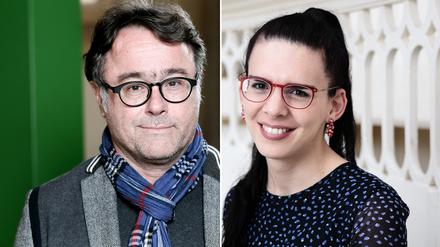 Die Preisträger:innen des Berliner Wissenschaftspreises 2021, Michael Zürn und Mira Sievers.