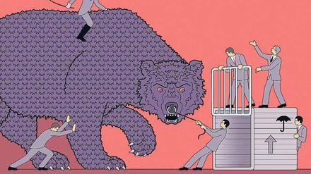 Die Zähmung. Am Aktienmarkt steht der Bär für fallende Kurse. Der Grund: Im Kampf reißt er die Pranke herunter. 