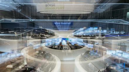 Händler verfolgen auf ihren Monitoren im Handelssaal der Börse in Frankfurt am Main die Kursentwicklung.