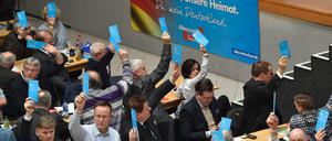 Abgeordnete wählen auf dem Landesparteitag der AfD Sachsen ihren neuen Landesvorsitzenden. 