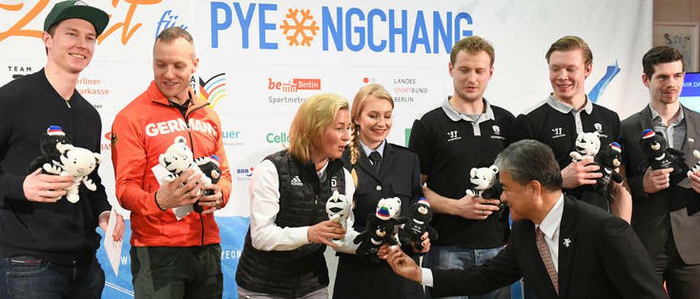 Die Berliner Olympiateilnehmer Ende Januar bei der offiziellen Verabschiedung.