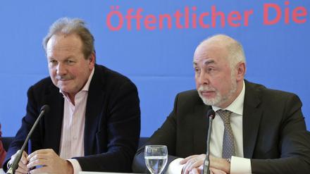 Verdi-Chef Frank Bsirske und Ulrich Silberbach, Bundesvorsitzender des Beamtenbundes, erläutern die Tarifforderung für rund 2,5 Millionen Beschäftigte. 