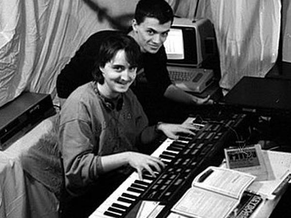 Im Tonstudio Schulzendorf: Marco Birkner und Olaf Kretschmann 1989.