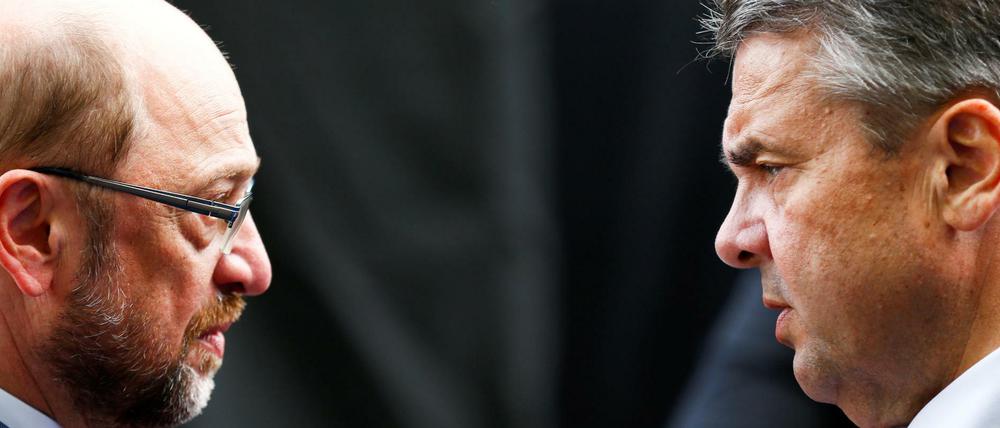 Da war die Stimmung schon angespannt: Martin Schulz und Sigmar Gabriel im Wahlkampf.