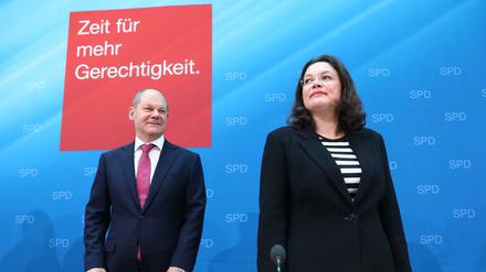 SPD-Köpfe: Olaf Scholz und Andrea Nahles. 