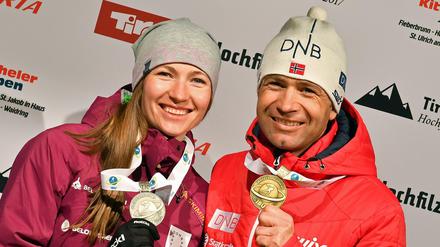 Erfolgreiches Paar: Darja Domratschewa aus Weißrussland und Ole Einar Björndalen aus Norwegen sind seit zwei Jahren verheiratet. 