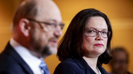 SPD-Parteichef Martin Schulz und die SPD-Fraktionsvorsitzende Andrea Nahles.
