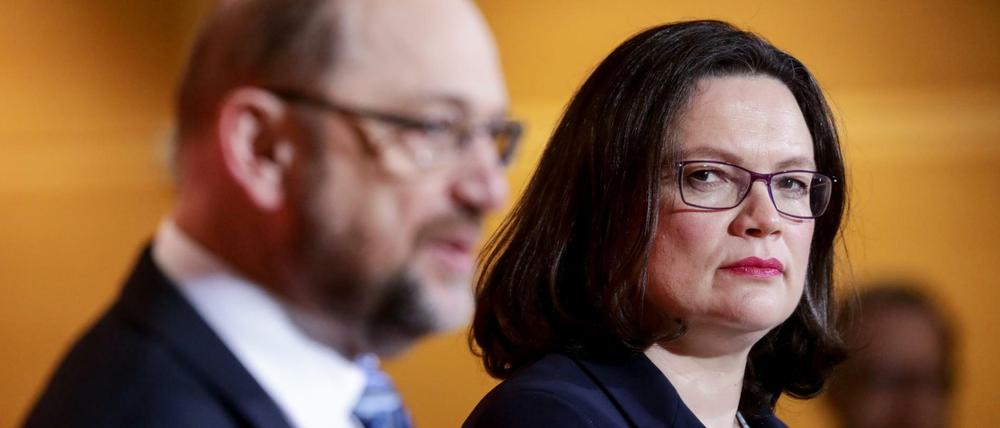 SPD-Parteichef Martin Schulz und die SPD-Fraktionsvorsitzende Andrea Nahles.