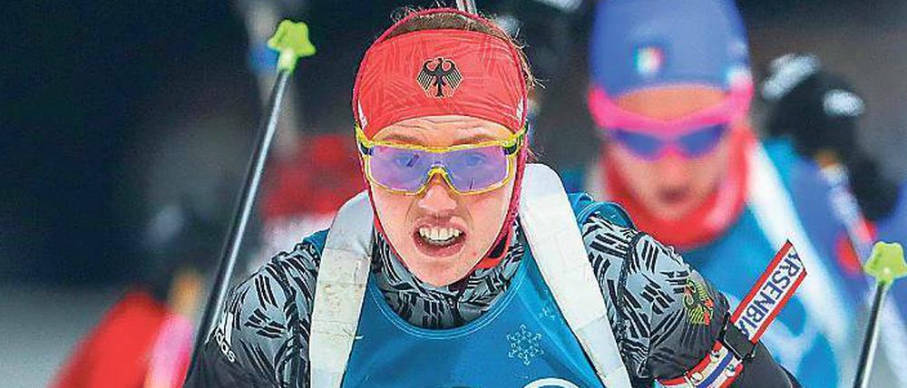 Wieder vorne? Laura Dahlmeier will die deutsche Frauen-Staffel heute als Erste ins Ziel führen.