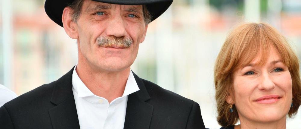 Schauspieler Meinhard Neumann und die Regisseurin Valeska Grisebach in Cannes, wo sie ihren Film "Western" vorstellten.