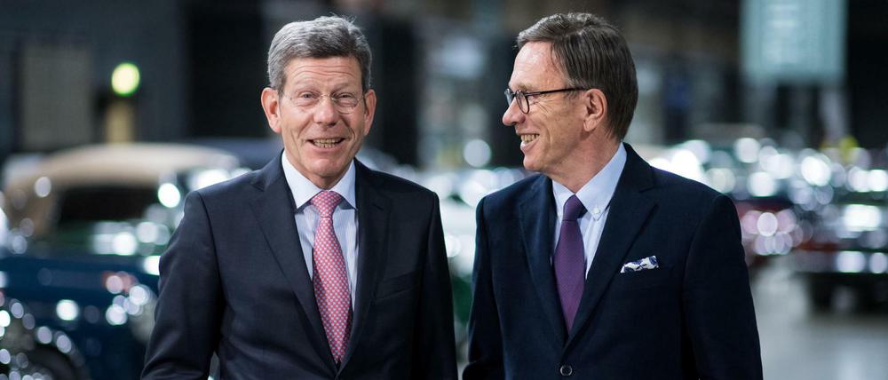 Der neue Auto-Präsident. Bernhard Mattes (l.) folgt am 1. März auf Matthias Wissmann an der Spitze des Verbands der deutschen Automobilindustrie (VDA).