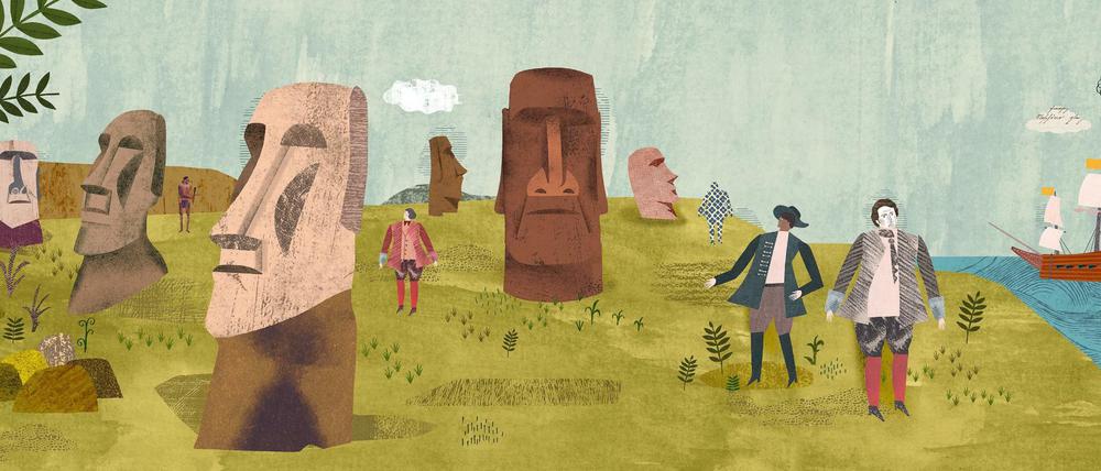 Kapitän Jacob Roggeveen landet 1722 als erster Europäer auf den Osterinseln.