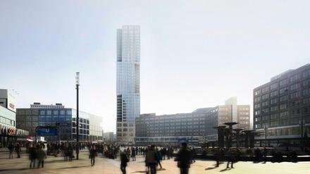 So soll das neue Hochhaus am Alex aussehen. 350 Apartments sind geplant.