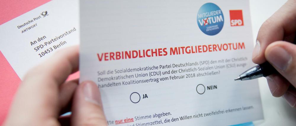 Ja oder Nein zur GroKo: Die SPD-Mitglieder müssen entscheiden.
