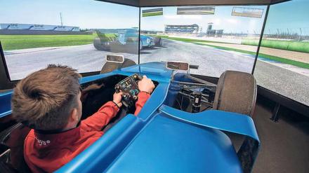 Wo ist nochmal die Hupe? Zwei Formel-Autos, zwei Tourenwagen und zwei Flugzeugkanzeln stehen den Kunden offen. 
