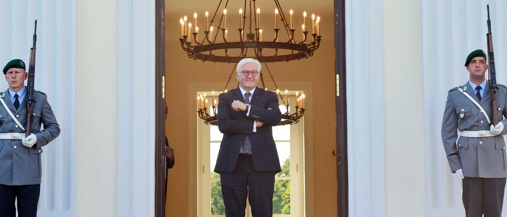 Bundespräsident Frank-Walter Steinmeier am Schloss Bellevue