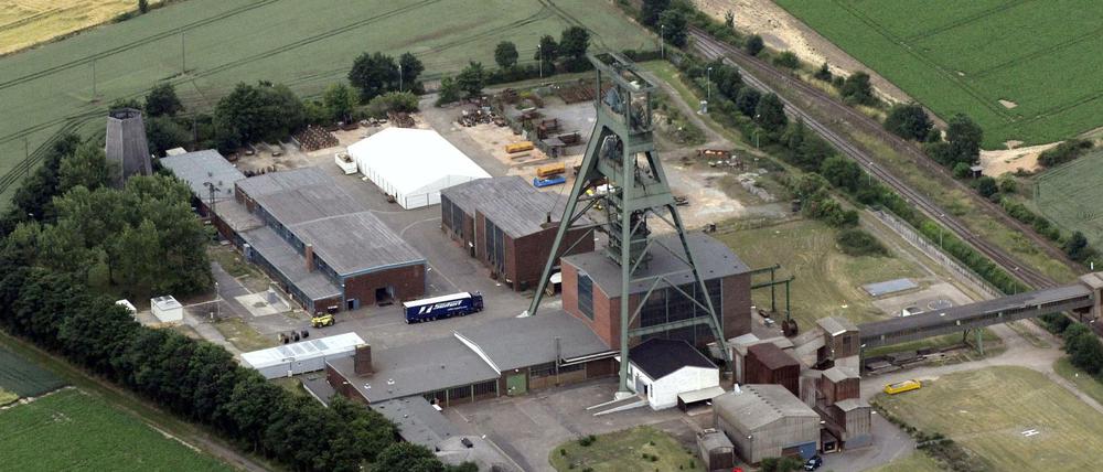 Luftbild des stillgelegten Eisenerz-Bergwerks Schacht Konrad in Salzgitter.