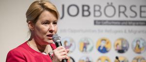 Franziska Giffey im Februar bei einer Jobbörse für Migranten.