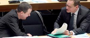 Klaus Lederer und der Regierende Bürgermeister Michael Müller (SPD) im Berliner Abgeordnetenhaus