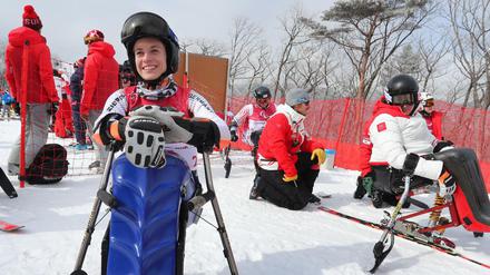 Die deutsche Anna Schaffelhuber bereitet sich auf den Start bei den Paralympics vor.