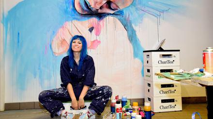 Die Künstlerin Anne Bengard: Blick ins Streetart-Atelier in der Wilhelmsaue.