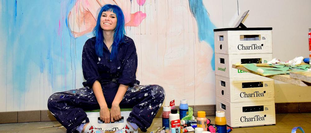Die Künstlerin Anne Bengard: Blick ins Streetart-Atelier in der Wilhelmsaue.