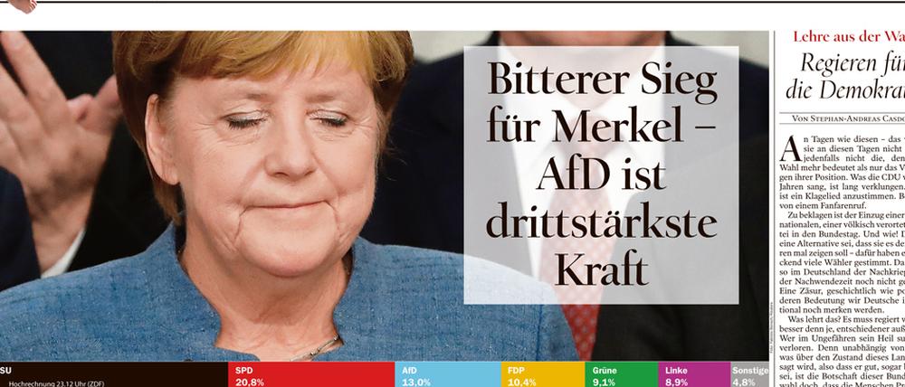 Ausgezeichnet: Die Tagesspiegel-Ausgabe vom 25.9.2017.