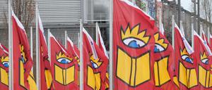 Fahnen mit dem Logo der Leipziger Buchmesse