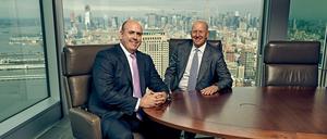 Im goldenen Kampfkäfig. Harvey Schwartz und David Solomon hoch über den Dächern von Manhattan.