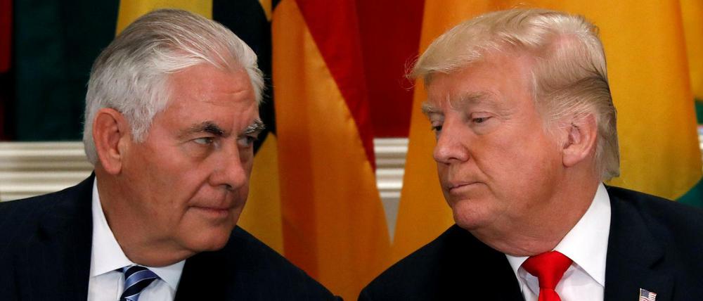 US-Präsident Donald Trump mit Außenminister Rex Tillerson bei einem Auftritt in New York