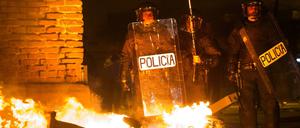 Die Krawalle in Spanien Hauptstadt hielt über Stunden an.