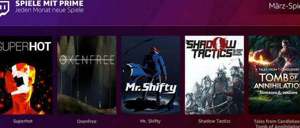 Amazon hat die Spiele-Plattform Twitch 2014 für fast eine Milliarde Dollar gekauft. Amazon-Prime-Kunden haben zugleich ein Konto bei Twitch Prime und erhalten darüber nun monatlich fünf Gratis-Spiele.
