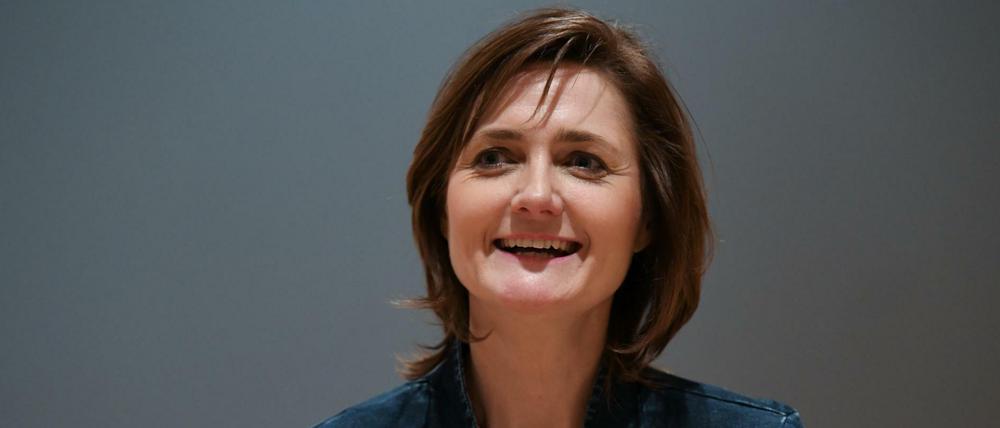 Simone Lange, Oberbürgermeisterin in Flensburg, bei ihrer Pressekonferenz über ihrer Kandidatur für den SPD-Vorsitz am Freitag in Berlin.
